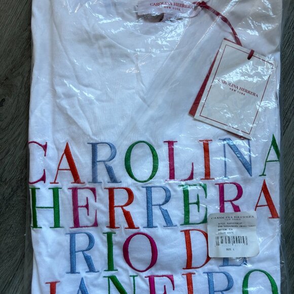 NEW Carolina Herrera SS24 Rio De Janiero Embroidered White T-Shirt - RARE - Picture 2 of 3